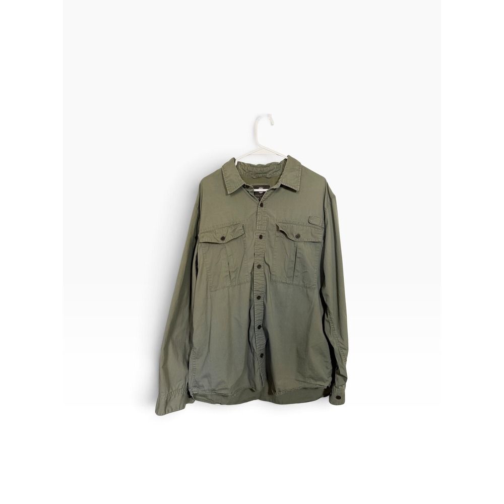 Timberland Mens XL Relaxed Fit Utility Shirt Olive Green Long Sleeve 2432J
